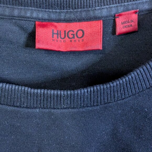 Huge Boss Crew Neck Sweatshirt, Black, Men's L, Logo Sleeve - Picture 4 of 5